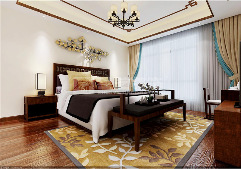 盛天东郡290平新中式卧室装修设计效果图