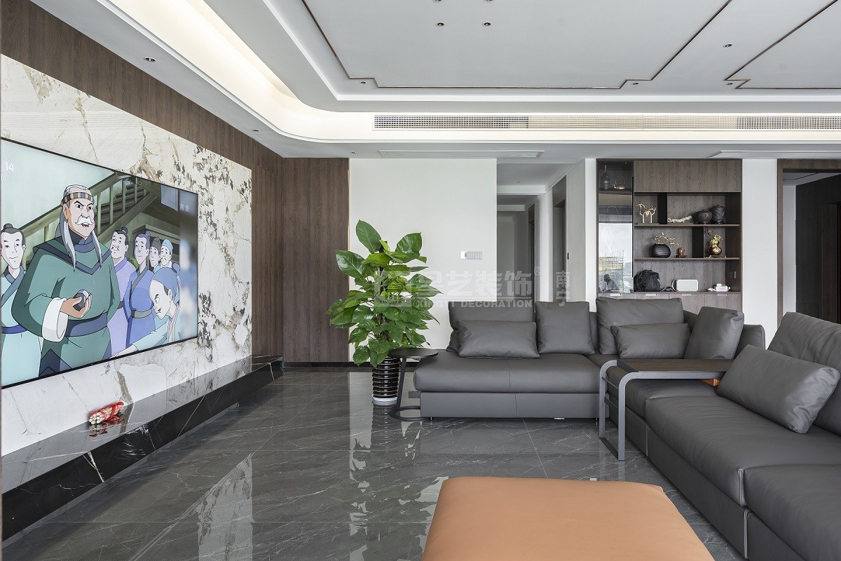 春江明月270平新中式客厅装修实景