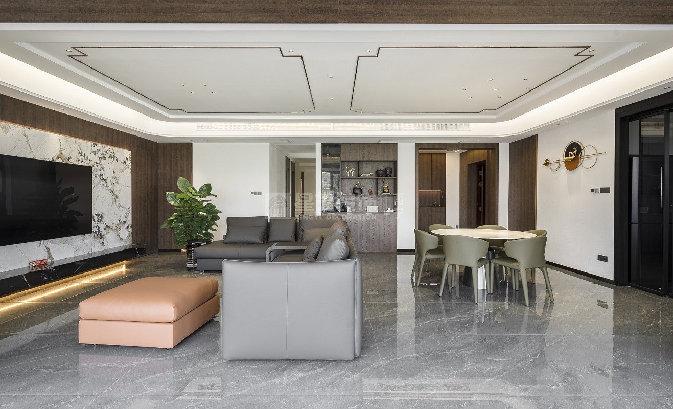 春江明月270平新中式客厅装修实景