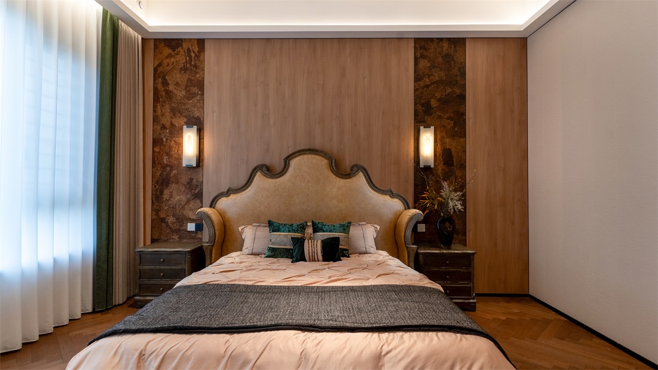 嘉和城依云湾800平现代轻奢卧室装修完工实景图