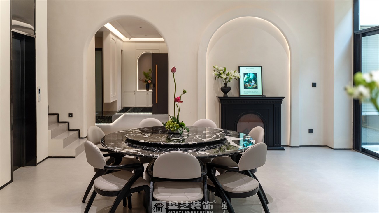 盛世江山300平中古风餐厅装修完工实景图