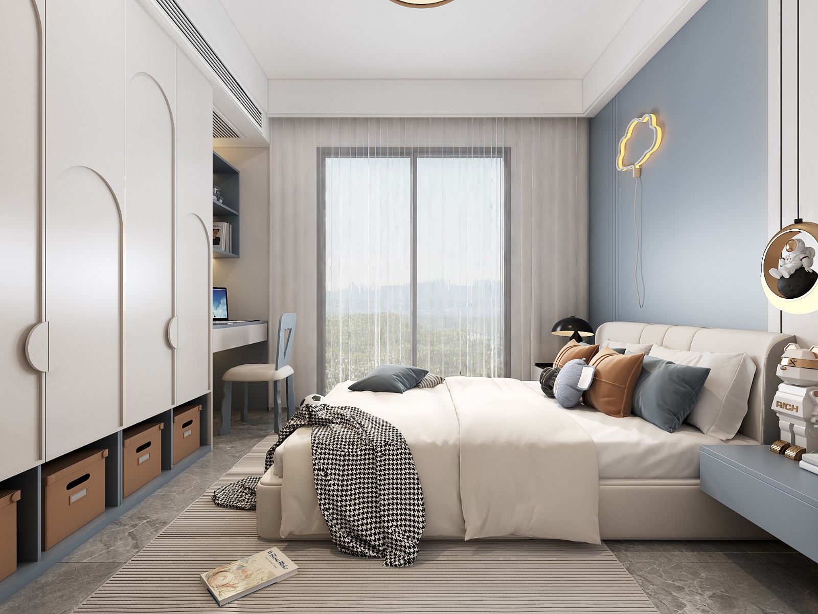 冠江墅143平意式轻奢卧室装修效果图