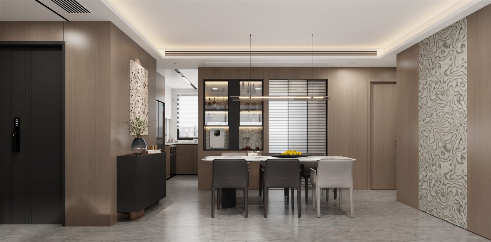 冠江墅143平意式轻奢餐厅装修效果图