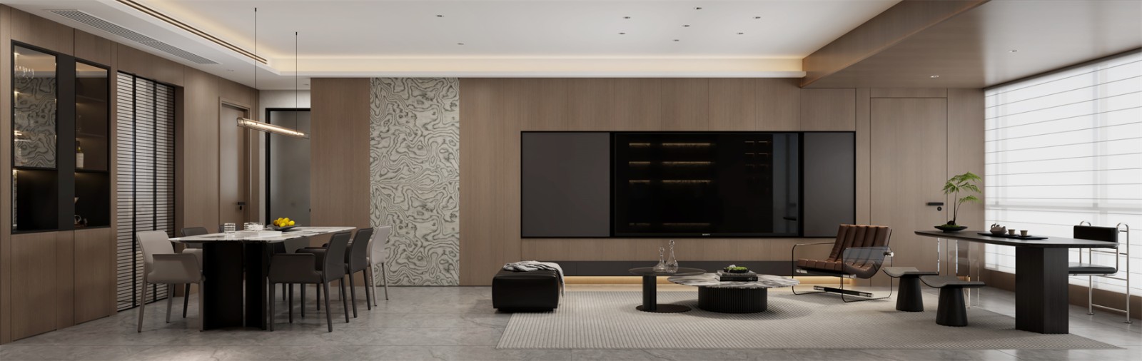 冠江墅143平意式轻奢客厅装修效果图