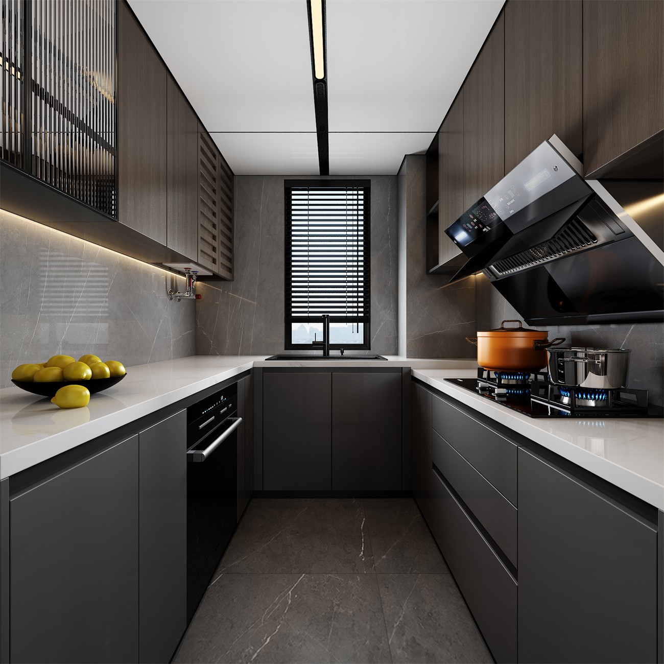 保利冠江墅143平意式轻奢厨房装修效果图