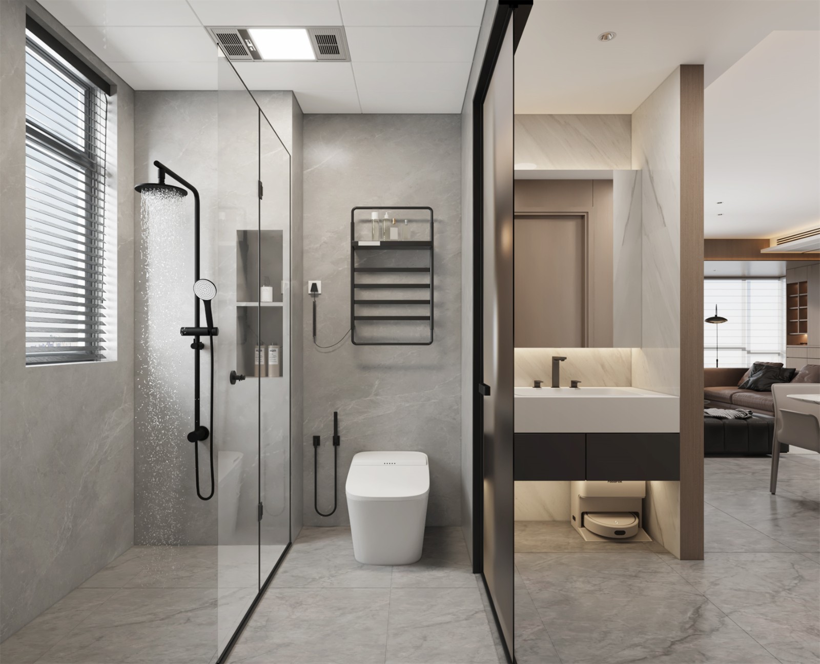 冠江墅143平意式轻奢卫生间装修效果图