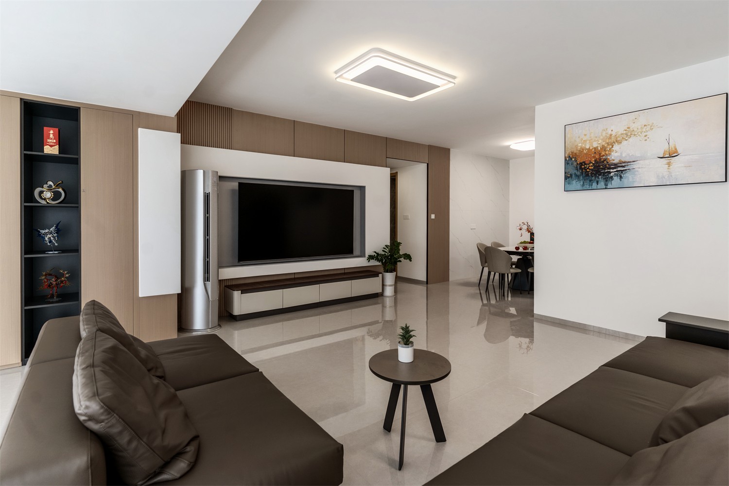 上水湾155平现代风格客厅装修实景图