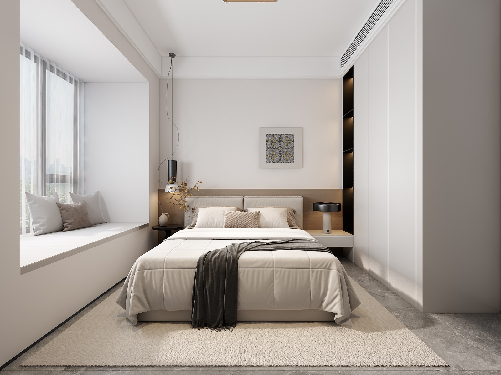 冠江墅143平意式轻奢卧室装修效果图