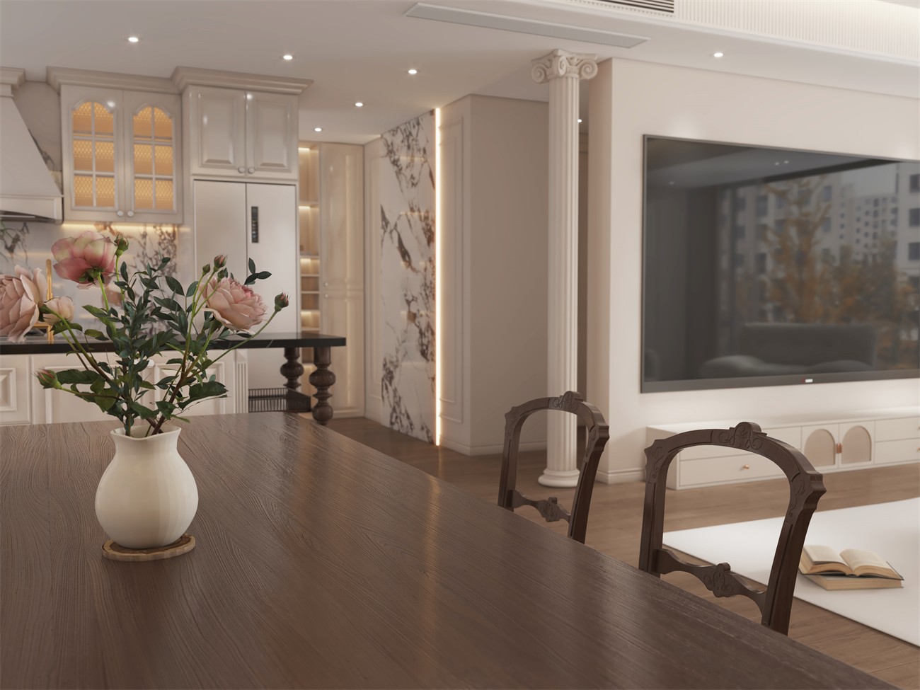 建发缦云147平法式风格客餐厅装修效果图