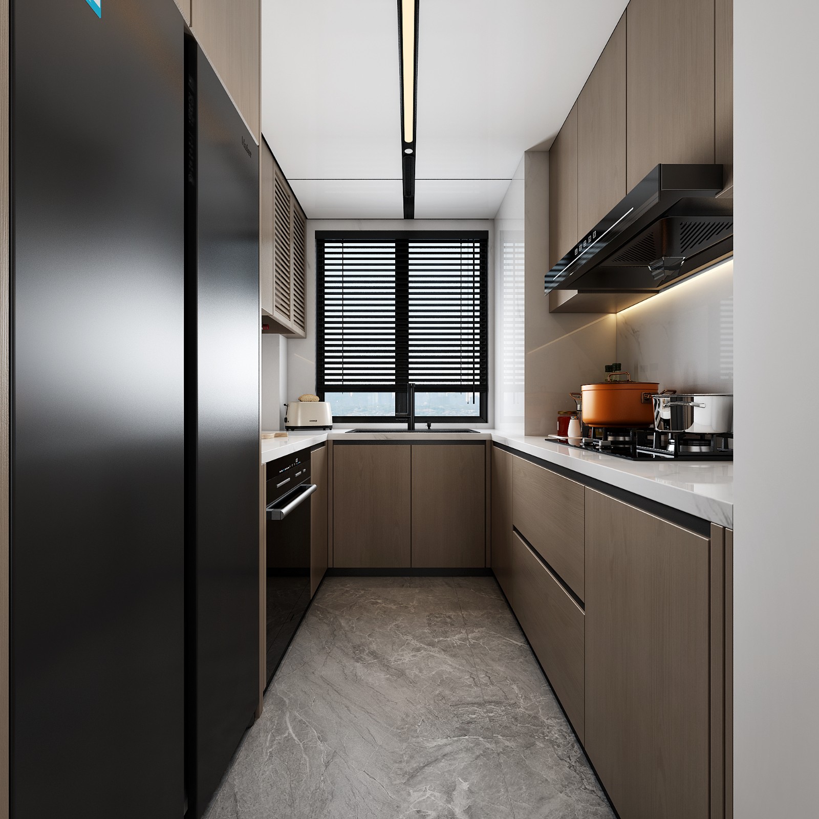 冠江墅143平意式轻奢厨房装修效果图