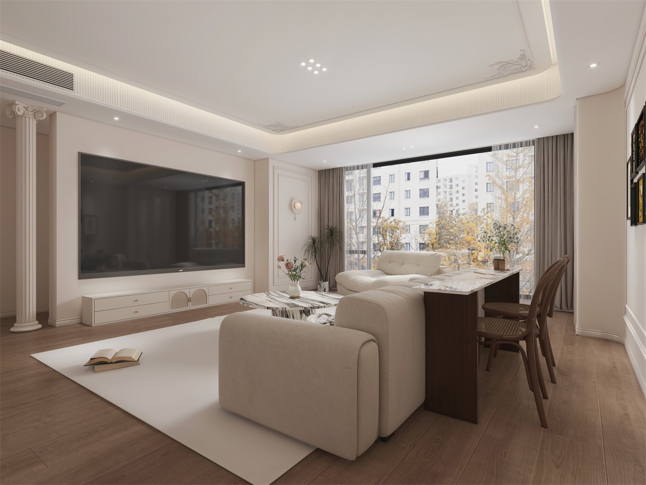 建发缦云147平法式风格客厅装修效果图