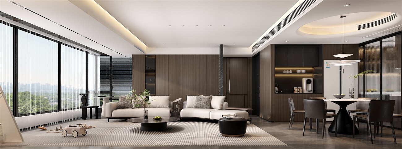 保利冠江墅143平意式轻奢客厅装修效果图