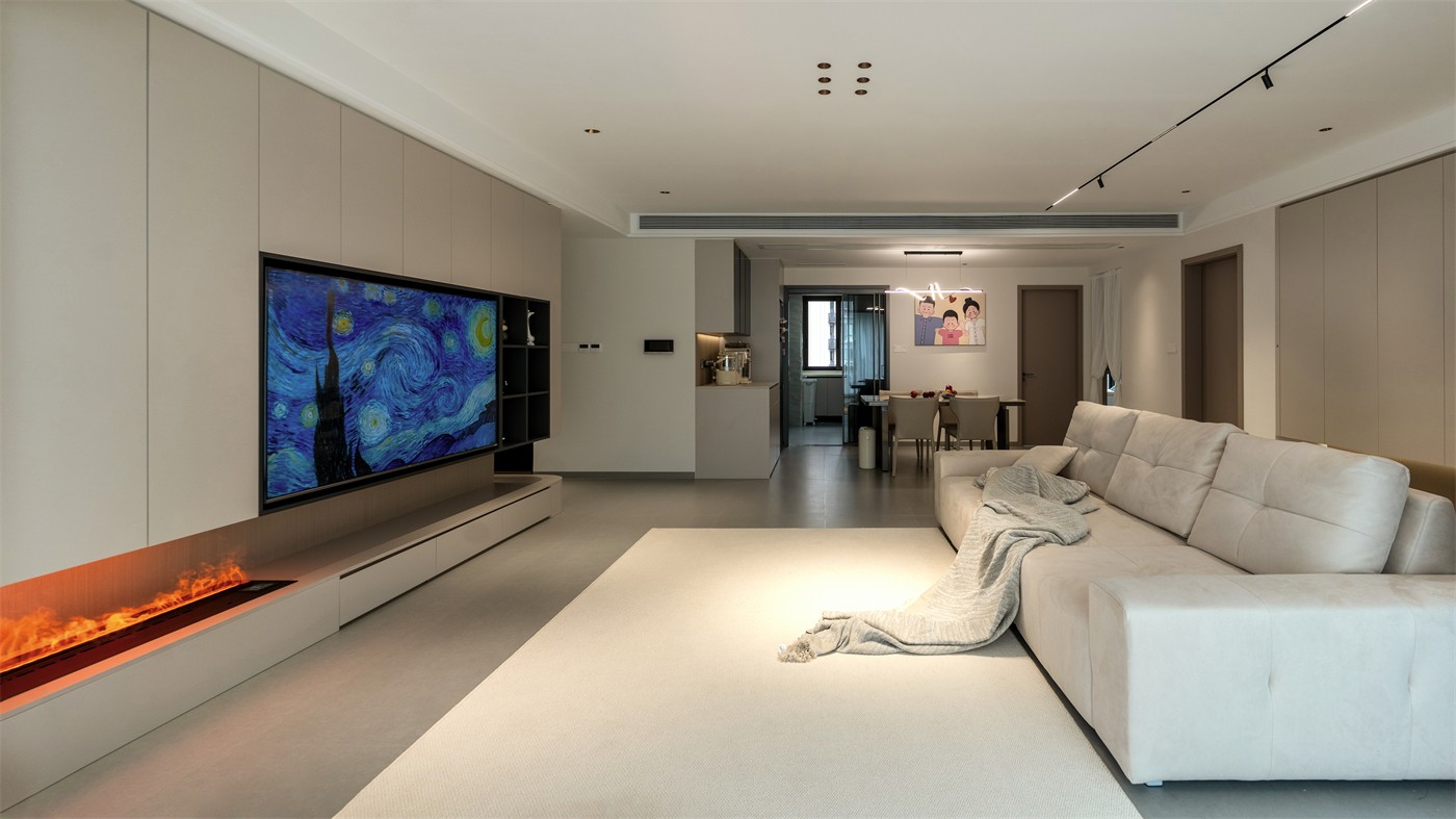 保利天悦台143平现代风格客厅装修实景图