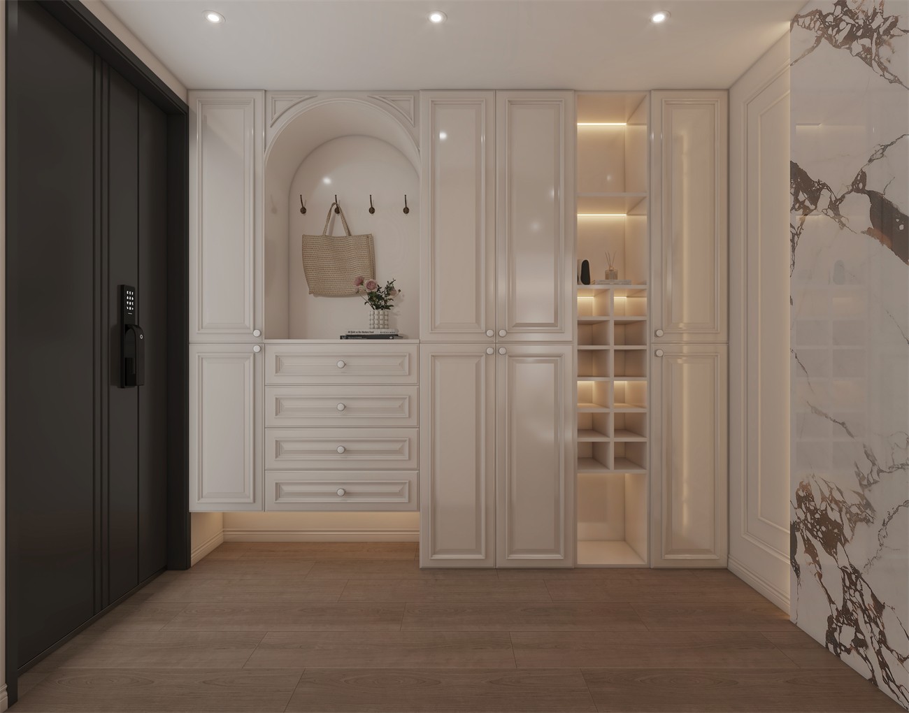 建发缦云147平法式风格入户装修效果图