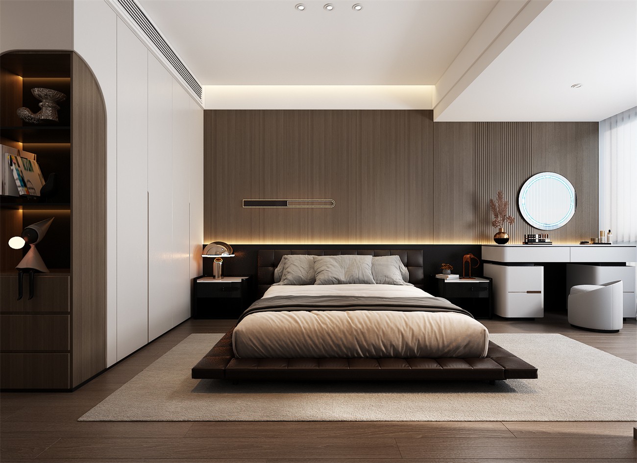 保利冠江墅143平意式轻奢卧室装修效果图