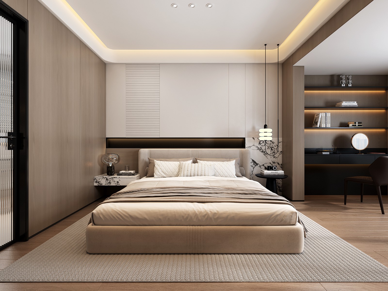 冠江墅143平意式轻奢卧室装修效果图