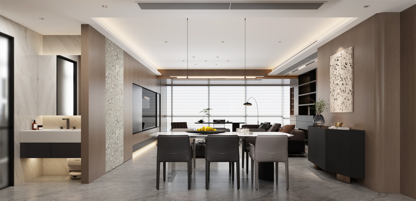 冠江墅143平意式轻奢客厅装修效果图