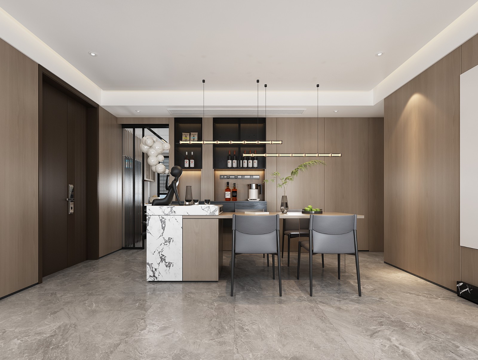 冠江墅143平意式轻奢餐厅装修效果图