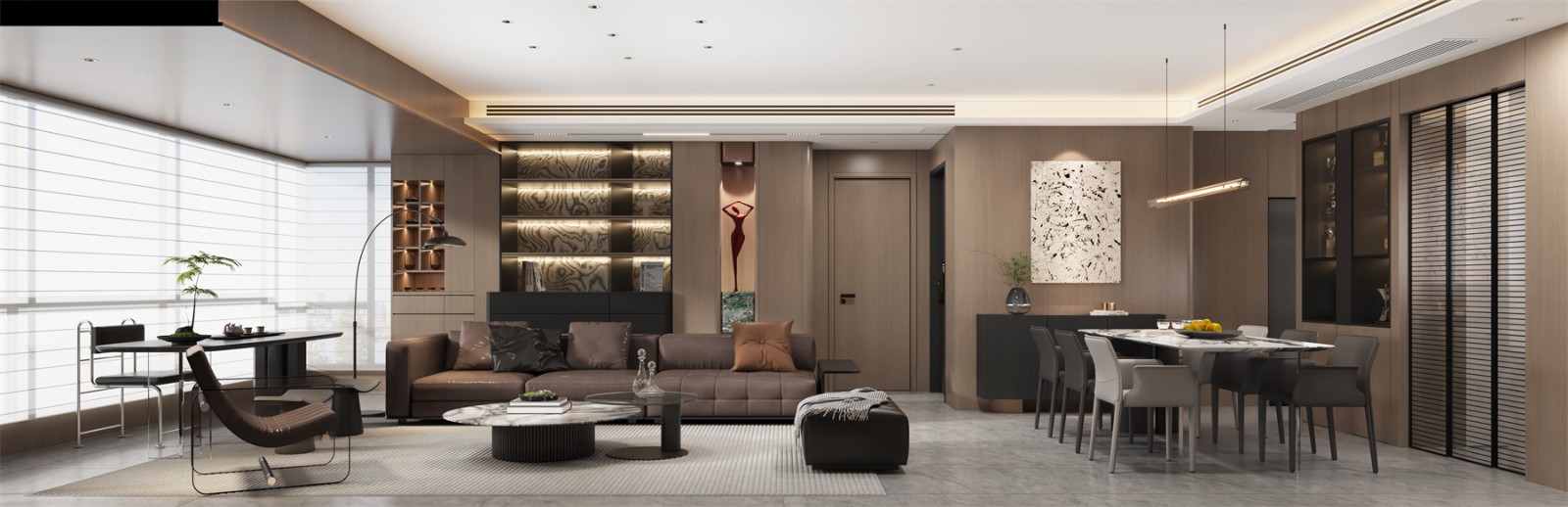 冠江墅143平意式轻奢客厅装修效果图