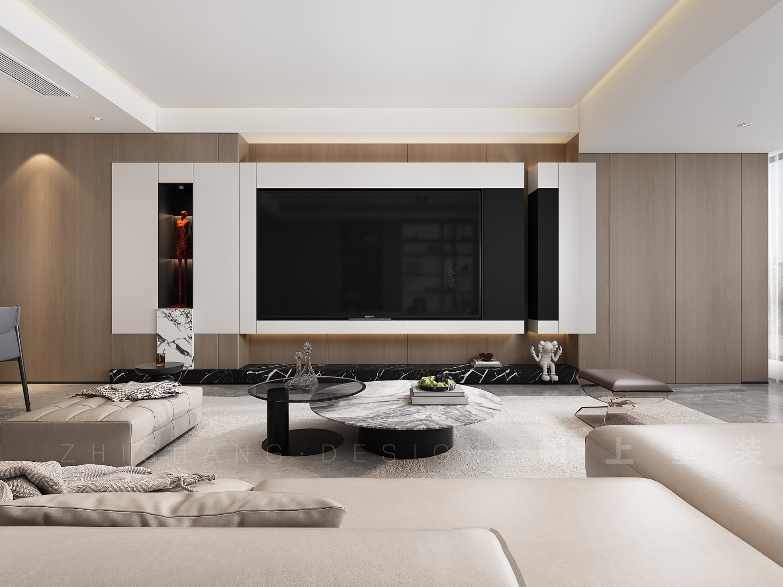 冠江墅143平意式轻奢客厅装修效果图