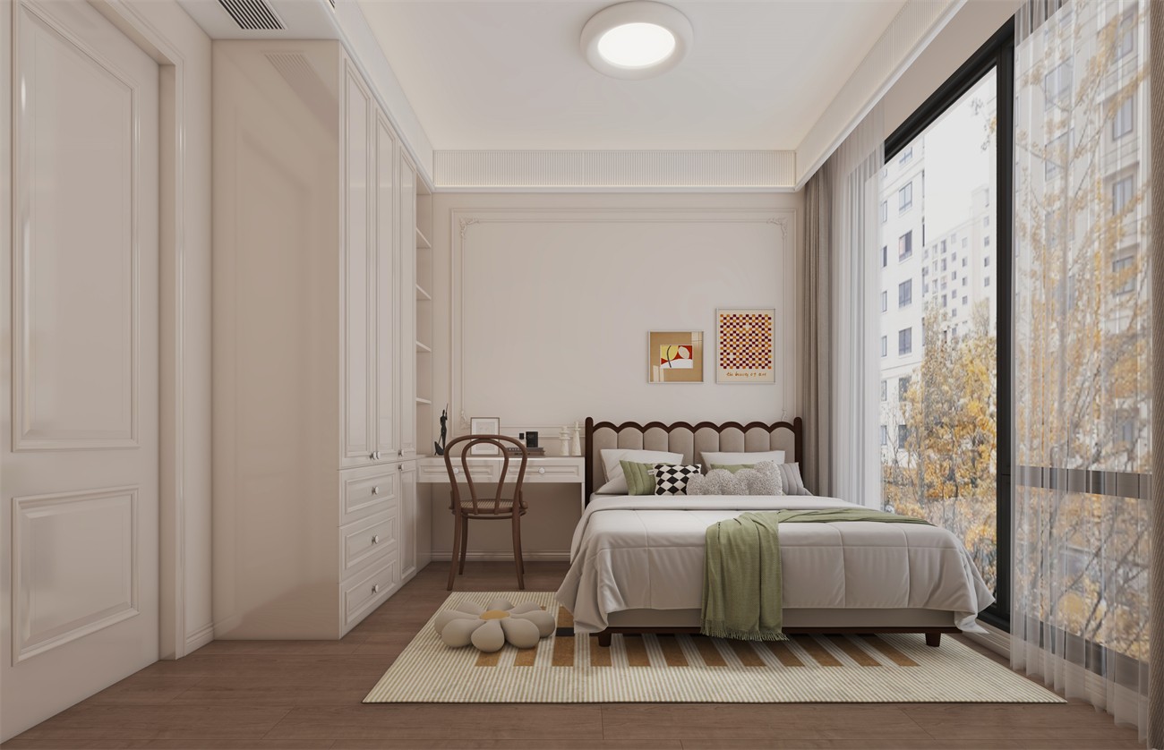 建发缦云147平法式风格卧室装修效果图