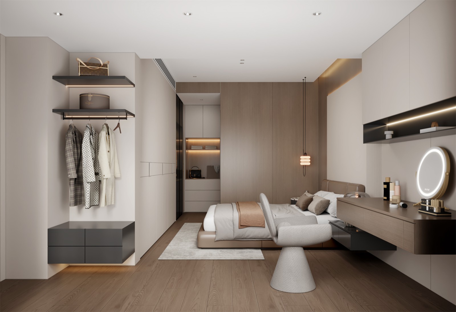 冠江墅143平意式轻奢卧室装修效果图