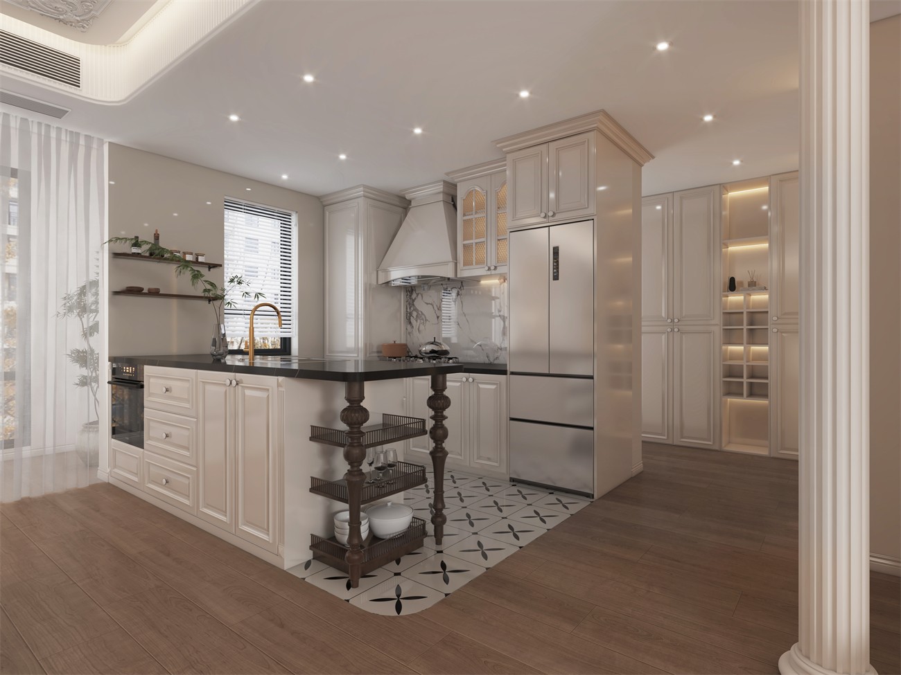 建发缦云147平法式风格厨房装修效果图