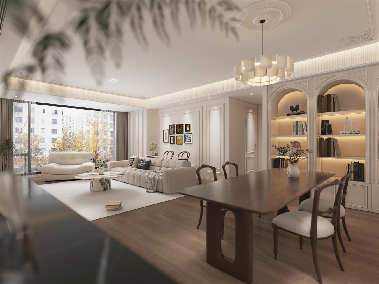 建发缦云147平法式风格客餐厅装修效果图