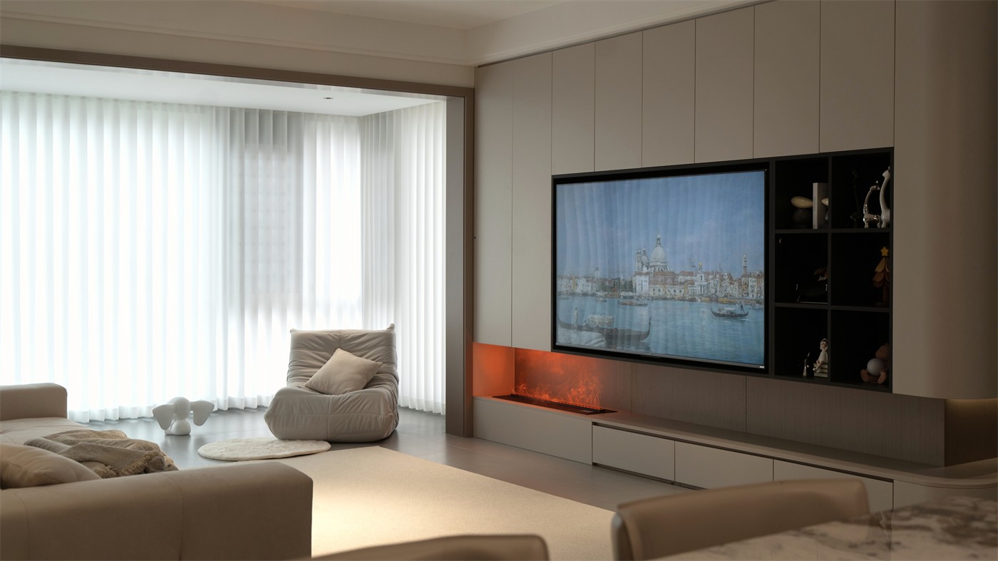 保利天悦台143平现代风格客厅装修实景图