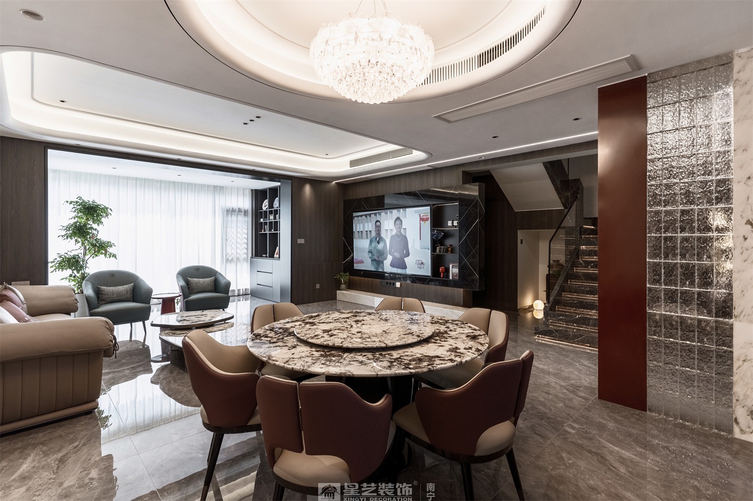 建发五象印月300平现代轻奢餐厅装修效果图