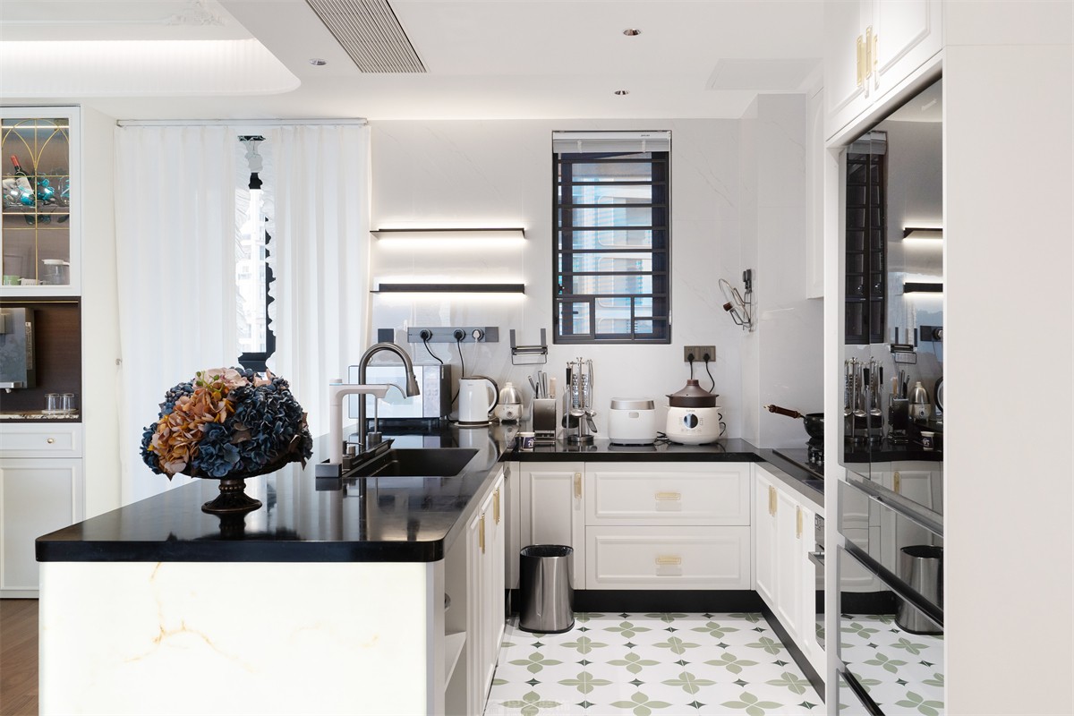 建发缦云143平法式风格厨房装修实景图