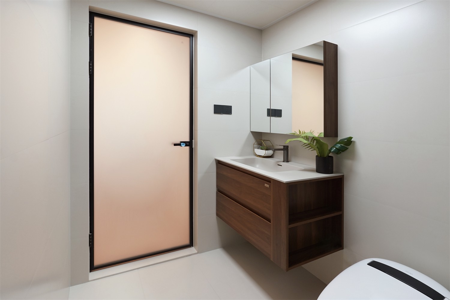 北投溪境119平中古风卫生间装修完工实景图