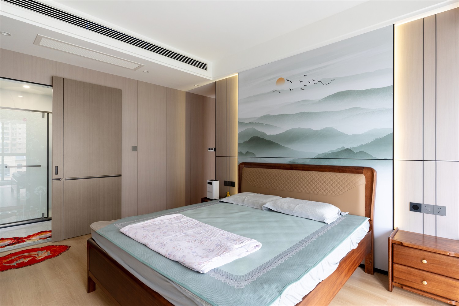 建发缦云210平新中式卧室装修完工实景图