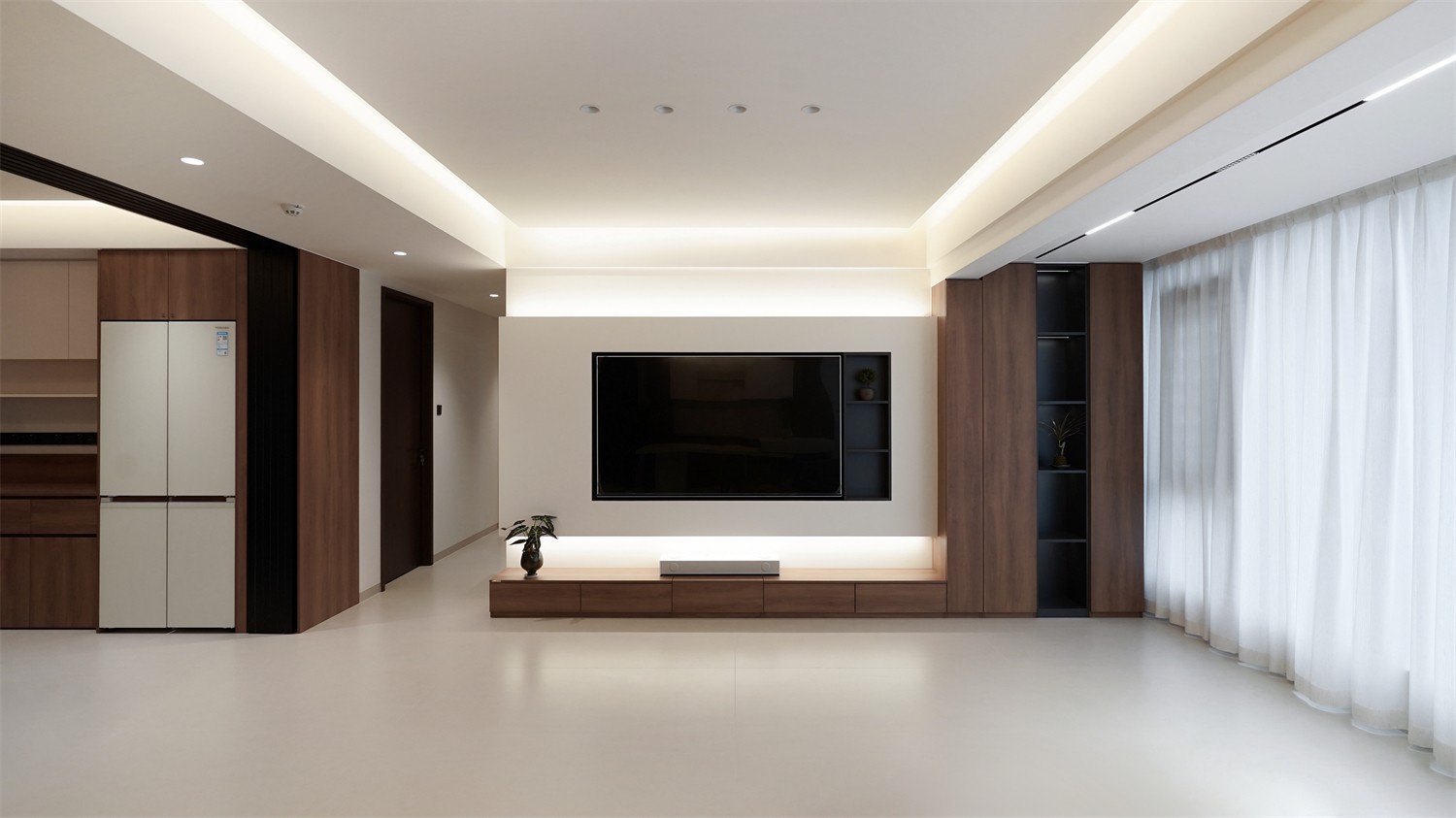 北投溪境119平中古风客厅装修完工实景图