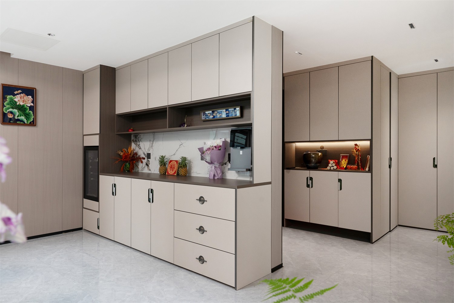 建发缦云210平新中式入户装修完工实景图